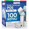 DNK TRADE 100 Rotoli POS 57x20 Rotolini Scontrini NEXI Mobile e Altri Dispositivi POS