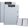 Rikyo 2 tavolette portablocco pieghevoli, 22 x 32,5 cm, impermeabili, formato A4 o A3, con due clip in metallo, supporto orizzontale e verticale (grigio, A4)