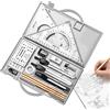 Generico Set di geometria per studenti, bussola,Set di strumenti di precisione della geometria 16x | Strumenti di redazione con forniture per disegni di box di stoccaggio per artisti studenti insegnanti archit