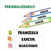Generico NOVITÀ - 50 Etichette Personalizzate per cancelleria scuola - 50x8mm - Adesivi colorati per penne, matite, oggetti vari, etc. (icone animali)