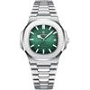 DAXIAOYU Orologio da polso da uomo al quarzo quadrato con data automatica Orologio da polso luminoso impermeabile in acciaio inossidabile, Verde
