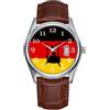 SKOEN Orologio da polso da uomo, casual, impermeabile, al quarzo, con data, classico, in pelle marrone, orologio da polso natalizio, con bandiera tedesca, Marrone, Commerciale, Orologio Analogico