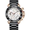 Poedagar Orologio di lusso per gli uomini calendario luminoso impermeabile uomo d'affari orologio cronografo maschile in acciaio inossidabile orologi al quarzo da uomo, Colore: bianco rosato.