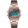 Gosasa Orologio sportivo multifunzione digitale da uomo unisex classico cinturino in acciaio inossidabile orologio a led elettronico impermeabile quadrato, Cristalli Oro Rosa, Digitale