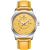 Minskolei Shield Orologi Automatici da Uomo Movimento Meccanico 8215 Elegante Design Giallo Cinturino in Pelle Acciaio Inossidabile e Vetro Zaffiro(Pelle Giallo Argento)
