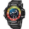 SMAEL Orologi militari da uomo per sport all'aria aperta, impermeabile, LED, data, sveglia, digitale, analogico, orologi da polso per uomo, Rosso e verde., Large Face, Digitale