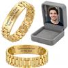 Fanery Sue Bracciale Uomo Personalizzato | Braccialetto con Incisione di Nome, Regolabile, Scatola Regalo Premium per Papà & Marito in Occasioni Speciali (Oro)