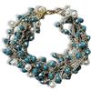 Generico Bracciale all'uncinetto con filo dorato e perline (Blu cobalto)