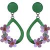Generico ORECCHINI GOCCIA VERDE CON TRE FIORI CON CLIPS
