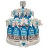 Handmade KIT 18 BOTTIGLIE E TORTA PORTABOTTIGLIE - Bottiglie personalizzate Spumante SANTERO BABY MINI PICCOLe - con scritta ed emoticon personalizzabili, Fiocco con dettaglio