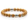 Generic Bracciale in pizzo di legno naturale Bracciale con perline Perline di pietra Buddha 8 mm Anello in acciaio inossidabile con strass Donna Uomo (Strass di Buddha)