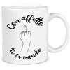 DEKORI Tazza mug in ceramica 350 ml con scritta ironica "Con affetto ti ci mando" - Idea regalo divertente multiuso, perfetta per colazione, ufficio o come portapenne originale
