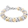 ParticolarModa Bracciale Donna regolabile nodini anellini lucido diamantato acciaio alluminio morbido 12 mm (Regolabile da 17 a 20 cm (x polso 13-15), Argentato/Dorato)