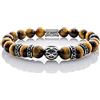 Handmade Bracciale Occhio Di Tigre Bracciale Con Perline Classe A+ Perline Sfera Argento Nero 8mm Acciaio Inossidabile (Argento)