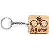 Faltec Portachiavi in legno Harry P con nome personalizzato - occhiali e cicatrice Harry p con il nome che preferisci - idea regalo personalizzato