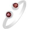 Generico 925 Sterling Silver Two Garnet January Birthstone Ring Minimalist Boho Open Ring Jewelry For Wedding (US 6)