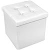 Lovely Pouf Puff Ecopelle Grande Quadrato Imbottito Big Big 50x50x50 cm Contenitore Poggiapiedi Cassapanca Bianco