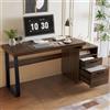 Rosebibi Scrivania moderna in stile minimalista, 161 x 54 cm, con tubo in acciaio di alta qualità, super resistente, design multifunzionale, cassetto silenzioso, raccoglitori (marrone)