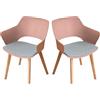 GrandCA HOME Set di 2 Sedie da Cucina Nordica Sedia da Pranzo con Gambe in Legno Massello, Sedie Imbottite per Camera da Letto, Soggiorno, Cucina,Rosa