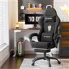 WoRaum Sedia da Gaming, Sedia da Ufficio Girevole con Supporto Lombare e Testa Regolabile, Braccioli e Poggiapiedi, Rivestimento in Tessuto Traspirante per PC Racing (Nero)