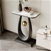 Tqertrtfxa Tavolino da Divano Condo,Tavolo da Veranda in Ardesia,Veranda per Soggiorno,Splendida Struttura Rettangolare in Marmo/Metallo,Tavolo da Veranda in Marmo Nordico(Black B,50cm/19.7in)