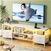 Utlenianie Mobile TV con Presa e Luci LED, Porta USB e Presa, Mobile TV per TV fino a 75″, Supporto TV per soggiorno/camera da letto, 160x63x40cm (Bianco)