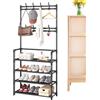 Gacqpli Appendiabiti Con Scarpiera - Organizer in Tessuto Con Ganci | Supporto da Pavimento per Camera da Letto e Dormitorio