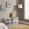 DecHome - Scarpiera Modulare 8 Scomparti in Plastica Dimensioni 28x36x21 cm colore Bianco/Trasparente