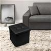 Generico Pouf Contenitore Quadrato in Ecopelle, Pouf Poggiapiedi Imbottito pieghevole in simil pelle (NERO, 50X50X50)