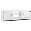 Brigros WeHome - Mobile TV 2 Ante E 2 Ripiani Aperti, 180x42x60 Cm, Mobile Porta TV Con Maniglie Nere E Cerniere Nere A Vista, Supporto TV Per Soggiorno Moderno Mobili O Salotto (Bianco)