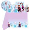 WOOPARTY Kit Compleanno Frozen per 8 Ospiti - Set Festa con 8 Piatti 19,5cm, 8 Piatti 23cm, 8 Bicchieri 200 ml, 20 Tovaglioli, Tovaglia a Tema Frozen