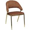 WS DESIGN Sedia Pasadena imbottita velluto bronzo e gambe oro per sala e ristorante