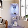 QMTXBYJ Vetrina angolare in vetro con illuminazione a LED, 162 cm armadio da collezione in bicchieri a 4 strati con 1 anta e serratura, 5 mm vetro temperato trasparente armadio in piedi per soggiorno