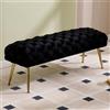 Ya-Home Panca Fondo Letto in Velluto Panchina Ingresso Pache Imbottita Moderne con Gambe Dorate Cassapanca per Camera da Letto/Soggiorno, Nero,120CM