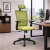 Yellowshop | Poltrona Girevole da Ufficio VEGA con Poggiatesta, Braccioli Regolabili, Schienale Alto in Nylon, Ergonomica Verde