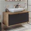 ROOMART - Mobili da bagno - Atlantic - Lavabo in ceramica con mobiletto da 65 cm, 85 cm, 100 cm, colore bianco - rovere antracite - bianco (rovere antracite, 100 cm)
