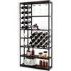 KOMFOTTEU Scaffale da Cucina con 27 Bottiglie, Scaffale per Vino con 7 Livelli di Ripiani e 3 File di Portabicchieri, Scaffalatura in Legno, Mobile Porta Microonde per Sala da Pranzo, 81 x 23 x 166 cm
