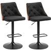 HOMCOM Sgabelli da Bar Girevoli Set 2 47.5x50x93.5-116 cm Nero e Noce