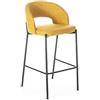 MONDO VIRO Set di sgabelli alti Alan in tessuto imbottiti con poggiapiedi cm 52x50 98h (4, Giallo)