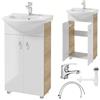 Deftrans Domodomo Mobile Bagno con Lavabo Integrato, Vanity Unit in Ceramica Bianca 80x50x26 cm - Mobiletto Moderno con Piano Lavabo, Design Compatto per Piccoli Spazi
