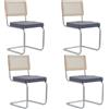 HJhomeheart Set di 4 Sedie da Pranzo Scandinave Con Gambe Cromate - a Sbalzo, da Ufficio, Moderne (Grigio)