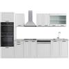 Vicco Cucina componibile R-Line, Bianco rustico, 300 cm con armadio alto, PL Marmo, con moduli disposti in modo variabile e piedini regolabili in altezza