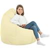 Italpouf Poltrona Sacco XL, Interno, Ecopelle, Adulti e Bambini, Riempimento Perle Polistirolo, Crema, 115x90 cm