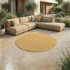 Jimri Tappeto per interni ed esterni, resistente alle intemperie, per balcone, terrazza, giardino, soggiorno, cucina, tappeto resistente ai raggi UV e all'acqua, misura: 160 cm rotondo, giallo
