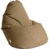 Avalon Puff Poltrona Sacco Grande Bag L Mamba 80x80x125cm - 300 Litri Made in Italy in Finta pelle Imbottito per Ambiente Interno ed Esterno Colore Tortora