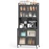 KOMFOTTEU Credenza da Cucina a 5/6 Livelli, Armadietto Dispensa con 4 Ruote Universali, 4 Ganci e 10 Tasselli, Ripiano in Ferro, Mobile Buffet per Soggiorno, Sala da Pranzo (Grigio, 80 x 40 x 178 cm)