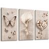 Lupia - Set 3 Pezzi Quadri su Tela Canvas Day 38x75 cm Shabby