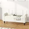 Ckaff Panca Fondo Letto Matrimoniale 132cm, Panca Contenitore Camera da Letto in Tessuto Bouclé, Cassapanca Pouf Organizzatore con Braccioli Arrotolati per Camera da Letto Soggiorno Ingresso, Bianco