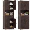 LIFEZEAL Armadio da bagno alto, mobile portaoggetti a 3 livelli in legno con 4 ante e 1 cassetto, scomparto aperto, ripiano regolabile, armadio moderno per bagno, cucina (marrone)