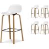 Kosmi Set di 4 sgabelli da bar bianchi in stile scandinavo con gambe effetto legno in metallo, altezza 66 cm
